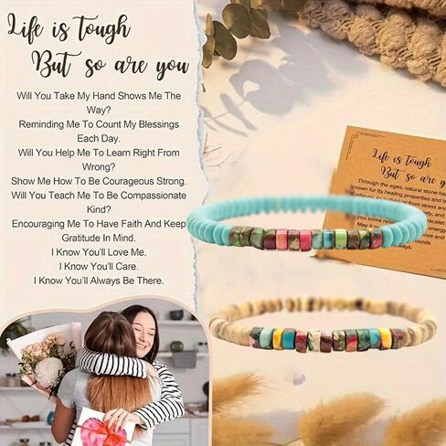 SofiaCreations Handmade Turquoise Sea Sediment Jasper Wooded Wood Beads Boho Vintage Stretch Bracelet, Healing Protection Balance Bracelet for Women Men (Jasper + Wood) in Saudi Arabia
