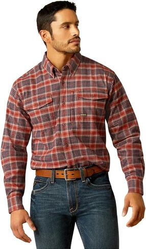 Ariat Male Rebar Flannel DuraStretch Work Shirt Wren Heather XX-Large in Saudi Arabia