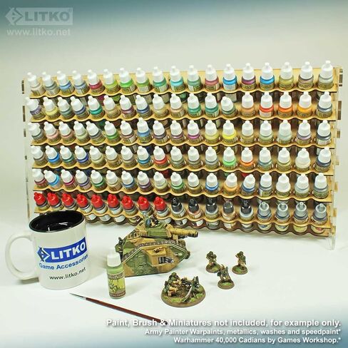 LITKO Paint Organizer Storage Rack | Miniature Model Hobby Paint Holder Caddy Stand | 18mL Dropper Bottle Shelf | Wall Mount | Portable | Compatible with Vallejo and Army Painter (108 Holes) in Saudi Arabia