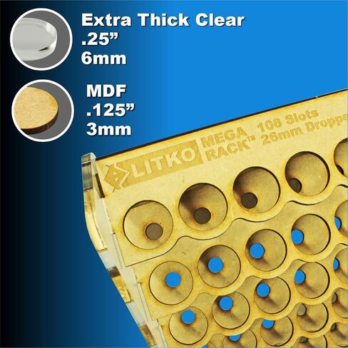 LITKO Paint Organizer Storage Rack | Miniature Model Hobby Paint Holder Caddy Stand | 18mL Dropper Bottle Shelf | Wall Mount | Portable | Compatible with Vallejo and Army Painter (108 Holes) in Saudi Arabia