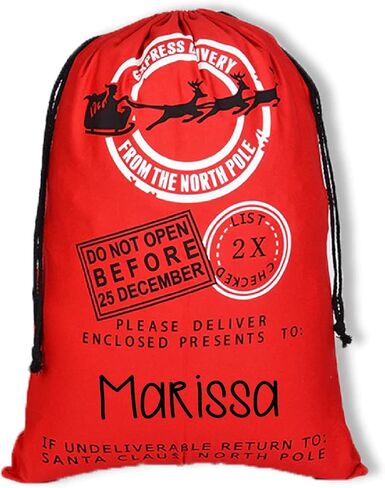 Personalized GIANT Christmas Drawstring Canvas Santa Stocking Bag (Sleigh Bag) in Kuwait