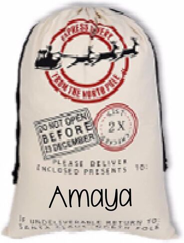Personalized GIANT Christmas Drawstring Canvas Santa Stocking Bag (Sleigh Bag) in Kuwait
