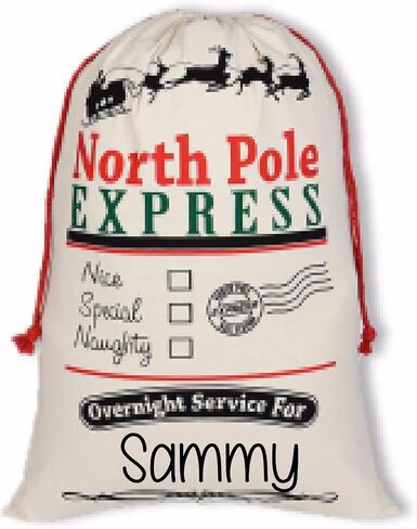 Personalized GIANT Christmas Drawstring Canvas Santa Stocking Bag (Sleigh Bag) in Kuwait