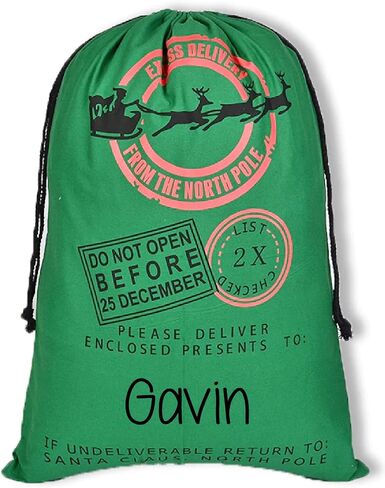 Personalized GIANT Christmas Drawstring Canvas Santa Stocking Bag (Sleigh Bag) in Kuwait
