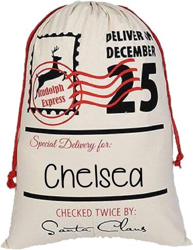 Personalized GIANT Christmas Drawstring Canvas Santa Stocking Bag (Sleigh Bag) in Kuwait