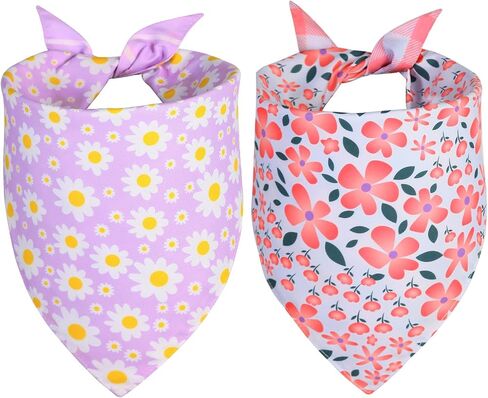 Summer Dog Bandanas فتاة كبيرة 2pcs ، وشاح ديزي الوردي الأرجواني ، مثلث متين عكس المرايل الربيعي منديل للجرو الأليف in Kuwait