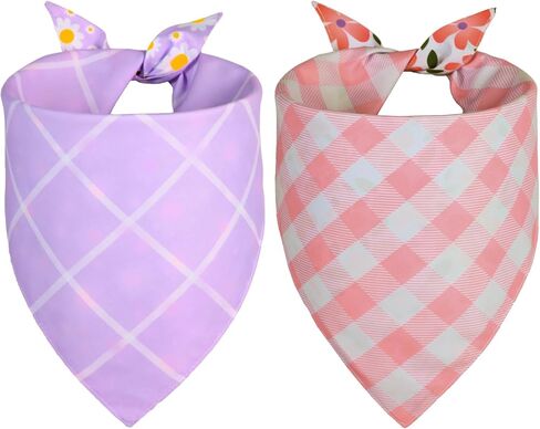 Summer Dog Bandanas فتاة كبيرة 2pcs ، وشاح ديزي الوردي الأرجواني ، مثلث متين عكس المرايل الربيعي منديل للجرو الأليف in Kuwait