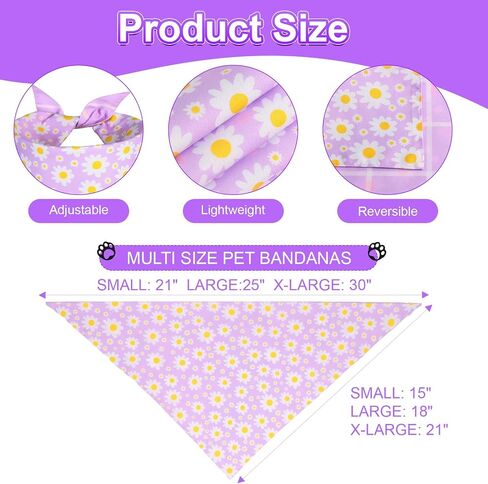 Summer Dog Bandanas فتاة كبيرة 2pcs ، وشاح ديزي الوردي الأرجواني ، مثلث متين عكس المرايل الربيعي منديل للجرو الأليف in Kuwait
