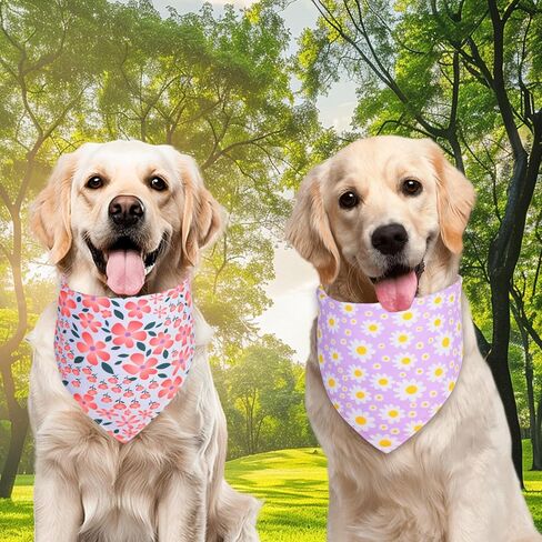 Summer Dog Bandanas فتاة كبيرة 2pcs ، وشاح ديزي الوردي الأرجواني ، مثلث متين عكس المرايل الربيعي منديل للجرو الأليف in Kuwait