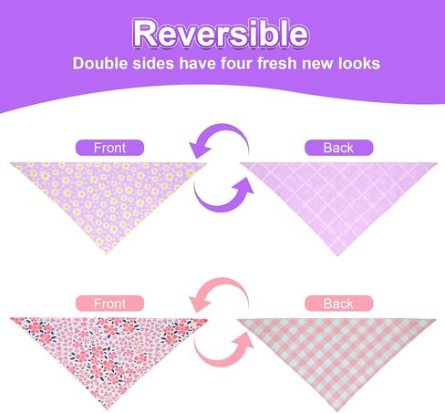 Summer Dog Bandanas فتاة كبيرة 2pcs ، وشاح ديزي الوردي الأرجواني ، مثلث متين عكس المرايل الربيعي منديل للجرو الأليف in Kuwait