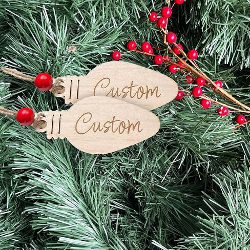 Custom Personalized Wooden Engraved Christmas Stocking Name Tag Light Bulb - Made in USA (1 Pack) in Kuwait