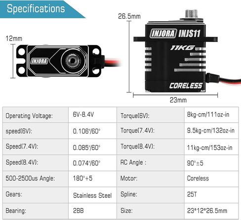 INJORA INJS11 High Voltage Coreless Servo with Aluminum Horn for 1/18 HPI Venture18 Upgrade in Saudi Arabia