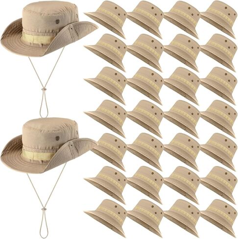 30 Pcs Bucket Hat Bulk Wide Brim Boonie Hats Safari Fishing Hat Sun Hat with Chin Strap for Men Women Hiking Travel Golf Military Beach Beige in Saudi Arabia