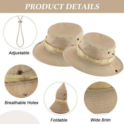 30 Pcs Bucket Hat Bulk Wide Brim Boonie Hats Safari Fishing Hat Sun Hat with Chin Strap for Men Women Hiking Travel Golf Military Beach Beige in Saudi Arabia
