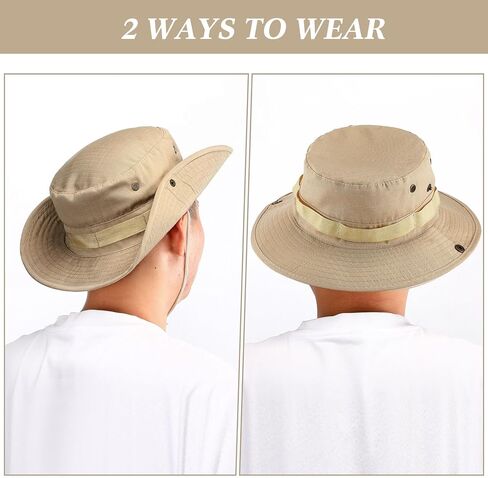 30 Pcs Bucket Hat Bulk Wide Brim Boonie Hats Safari Fishing Hat Sun Hat with Chin Strap for Men Women Hiking Travel Golf Military Beach Beige in Saudi Arabia