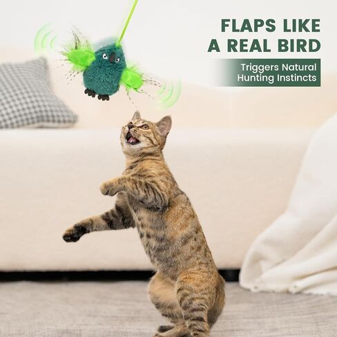 لعبة Flappy Bird Cat للقطط أقل من 6 أشهر والقطط الداخلية - اللمس التي يتم تنشيطها بأجنحة واقعية ونقاع - لعبة معلقة معلقة USB معلقة على وقت اللعب التفاعلي لللعب التفاعلي in Saudi Arabia