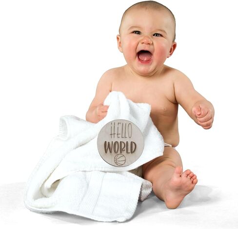 أقراص إعلان الأطفال الخشبية - Hello World & Birth Stats - إنها صبي/فتاة - هدية صور ويدن حديثي الولادة (الرياضة ، إنها صبي) in Kuwait