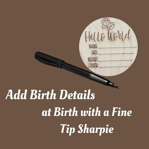 أقراص إعلان الأطفال الخشبية - Hello World & Birth Stats - إنها صبي/فتاة - هدية صور ويدن حديثي الولادة (الرياضة ، إنها صبي) in Kuwait