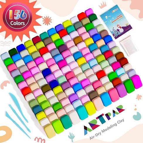 A‌rtpar Air Dry Clay 156 Colore ، Mody Magic Clay for Kids Bulk Kit ، Soft and غير لزجة ، فنية وحرف لاصقة لمشاريع الفصول الدراسية ، ألعاب عائلة الإبداع للألعاب الإبداعية للبنين والبنات in Kuwait