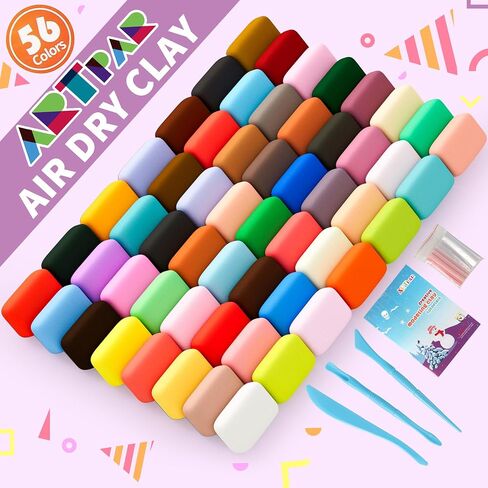 A‌rtpar Air Dry Clay 156 Colore ، Mody Magic Clay for Kids Bulk Kit ، Soft and غير لزجة ، فنية وحرف لاصقة لمشاريع الفصول الدراسية ، ألعاب عائلة الإبداع للألعاب الإبداعية للبنين والبنات in Kuwait