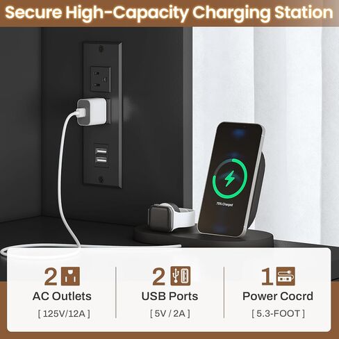 خزانة ملفات درج SEDETA 2 مع محطة القفل والشحن ، خزانة الملفات التي تناسب رسالة ، قانوني ، حجم A4 ، خزائن الملفات الخشبية للمكتب المنزلي مع رف الكتب ، حامل الطابعة مع رف التخزين ، الأسود in Kuwait