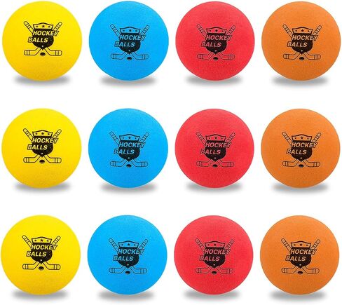 12-Pack Mini Hockey Foam Balls for Indoor Floor & Knee, Soft Street Hockey Balls Party Favors, Toys & Gifts for Boys 8-12 in Kuwait