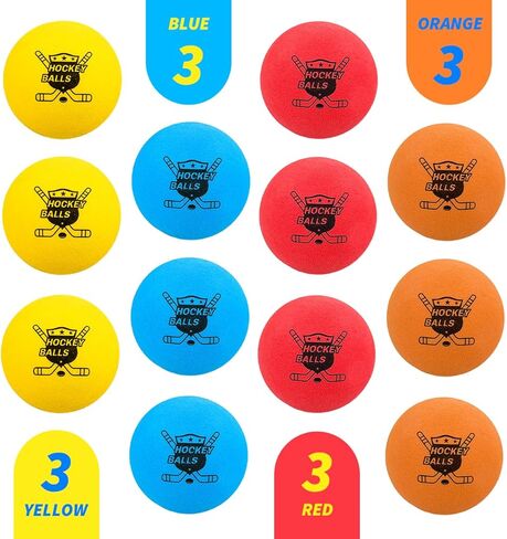 12-Pack Mini Hockey Foam Balls for Indoor Floor & Knee, Soft Street Hockey Balls Party Favors, Toys & Gifts for Boys 8-12 in Kuwait