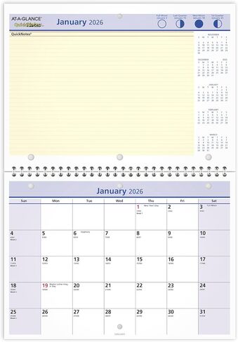 AT-A-GLANCE 2026 Wall & Desk Calendar, Monthly, 11" x 8", Small, Daily Blocks 1.25" x 1.25", QuickNotes (PM502826) in Saudi Arabia