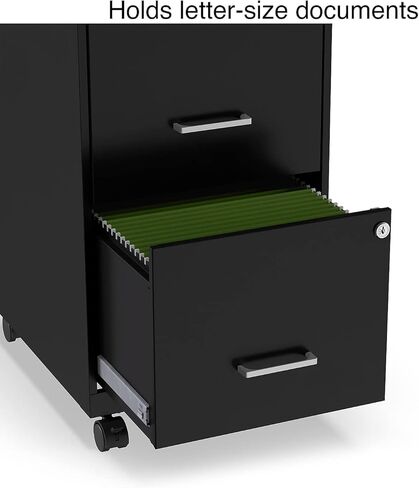 STAPLES 2-Drawer Vertical File Cabinet, Letter Size Documents, Lockable & Mobile, 18.9" D x 14.3" W x 26.3" H, White in Kuwait