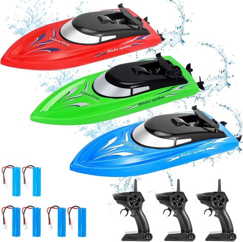 3PACK Remote Control Rc Boat for Kids, 2.4Ghz Control, Whole Body Waterproof, 6 Rechargeable Batteries Summer Water Toys for Pools Lakes River & Bathtub. in Saudi Arabia