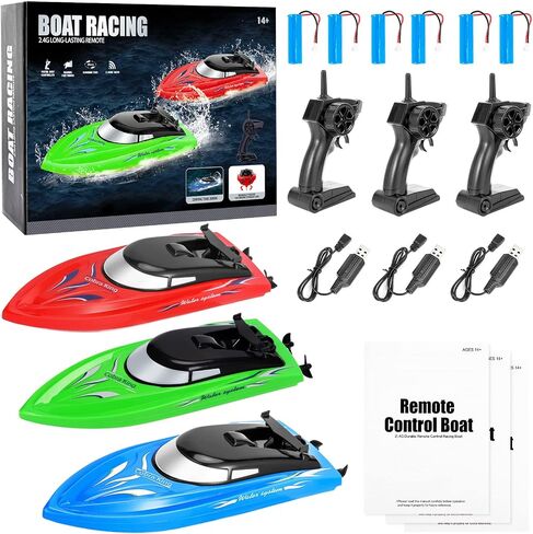 3PACK Remote Control Rc Boat for Kids, 2.4Ghz Control, Whole Body Waterproof, 6 Rechargeable Batteries Summer Water Toys for Pools Lakes River & Bathtub. in Saudi Arabia