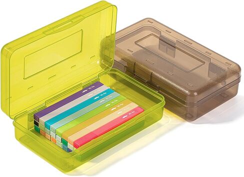 Mr. Pen- Pencil Box, 2 Pack, Assorted Color for Kids, Plastic Hard Pencil Case, School Supply Crayon Small Storage Box in Kuwait