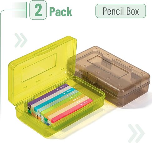 Mr. Pen- Pencil Box, 2 Pack, Assorted Color for Kids, Plastic Hard Pencil Case, School Supply Crayon Small Storage Box in Kuwait