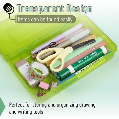 Mr. Pen- Pencil Box, 2 Pack, Assorted Color for Kids, Plastic Hard Pencil Case, School Supply Crayon Small Storage Box in Kuwait