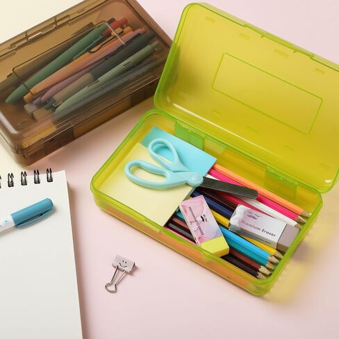 Mr. Pen- Pencil Box, 2 Pack, Assorted Color for Kids, Plastic Hard Pencil Case, School Supply Crayon Small Storage Box in Kuwait