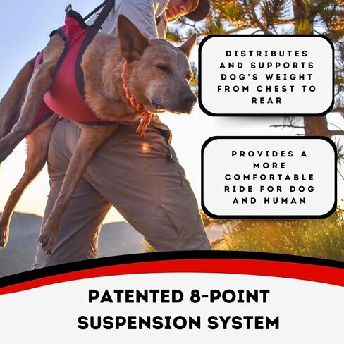 Fido Pro Panza Harness V2 with Deployable Emergency Rescue Sling - Medium to X-Large Dog Harness with Pockets, Climbing Buckles, Lifting Handle - Hiking Gear - Fits 30-150 lbs (Red) in Kuwait