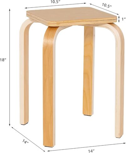 COSTWAY Stackable Wooden Stools Set of 4, Portable 18-Inch Height Backless School Chairs with Square Top, Anti-Slip Felt Mats, Stacking Stools for Classroom, Dining Room, Kitchen, Assorted Color in Saudi Arabia