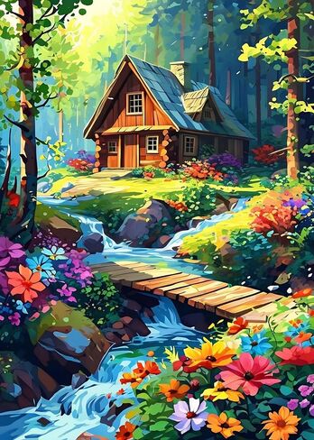 مجموعات الرسم الماسي 5D للبالغين المبتدئين Mountain Flower Diy Diamond Art Kits مع أدوات تدريبات كاملة مستديرة من النقاط الماس Craft Paint بواسطة Diamonds Gem Art for Home Wall Decords (16 "x12") (DP1795) in Saudi Arabia