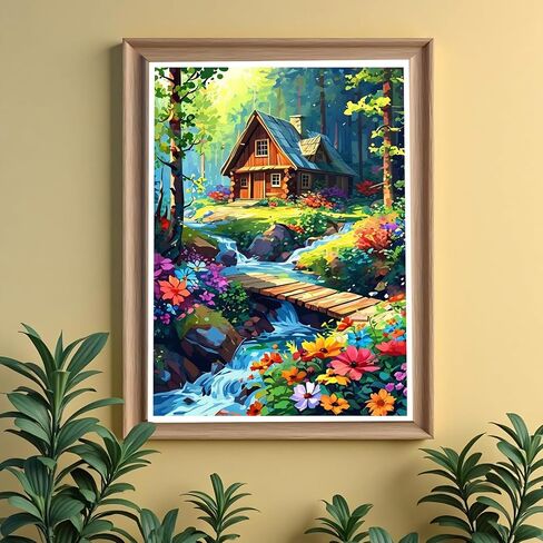 مجموعات الرسم الماسي 5D للبالغين المبتدئين Mountain Flower Diy Diamond Art Kits مع أدوات تدريبات كاملة مستديرة من النقاط الماس Craft Paint بواسطة Diamonds Gem Art for Home Wall Decords (16 "x12") (DP1795) in Saudi Arabia