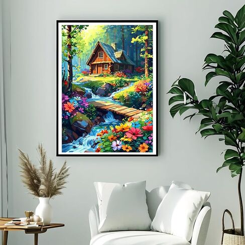 مجموعات الرسم الماسي 5D للبالغين المبتدئين Mountain Flower Diy Diamond Art Kits مع أدوات تدريبات كاملة مستديرة من النقاط الماس Craft Paint بواسطة Diamonds Gem Art for Home Wall Decords (16 "x12") (DP1795) in Saudi Arabia