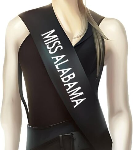 Miss Alabama Sash for Women - Personalized Party & Event custom sashes (White, Miss Alabama) in Saudi Arabia