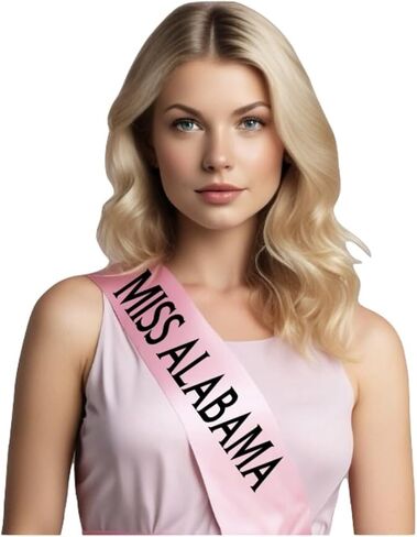Miss Alabama Sash for Women - Personalized Party & Event custom sashes (White, Miss Alabama) in Saudi Arabia