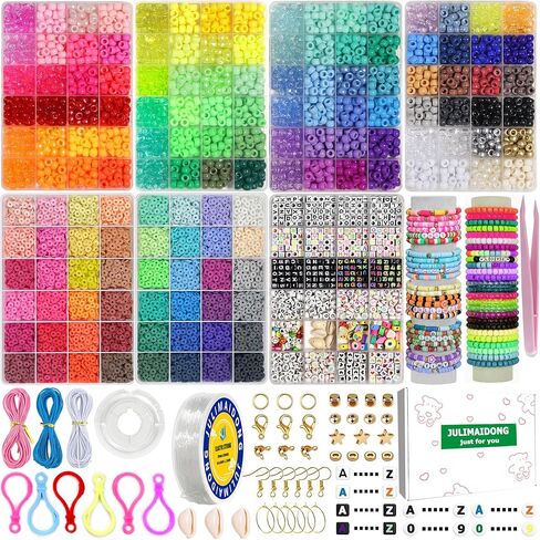 6500pcs حبات المهر ، حبات لصناعة الأساور ، حبات شعر متعددة الألوان لضفائر الشعر ، 27 لونًا من حبات الصداقة الكاندي مجوهرات صنع مجوهرات للحرف in Kuwait