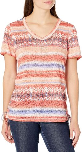 Erika Women's Beth Burnout Side Tie Short Sleeve Top in Saudi Arabia