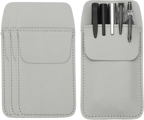 PATIKIL 4 Pack Leather Pocket Protector ، PEN PEN PEN PENT PECTECTOR PENDER PENDER PECTORISER POCKER SLEEVE PENCED لقماة القمصان الثقيلة معاطف معاطف مؤشرات NOTES OFFICE ، Beige in Kuwait