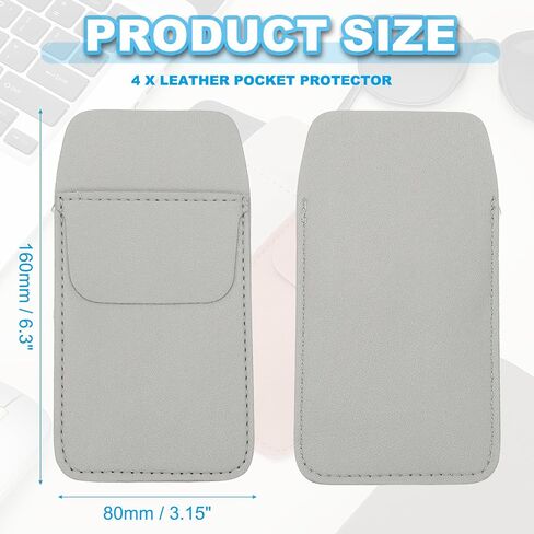 PATIKIL 4 Pack Leather Pocket Protector ، PEN PEN PEN PENT PECTECTOR PENDER PENDER PECTORISER POCKER SLEEVE PENCED لقماة القمصان الثقيلة معاطف معاطف مؤشرات NOTES OFFICE ، Beige in Kuwait