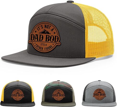 It's Not a Dad Bod It's a Father Figure Hat, 168 Style Trucker Leather Patch Hat for Men & Women, 7 Panel Baseball Cap with Snapback Enclosure in Saudi Arabia