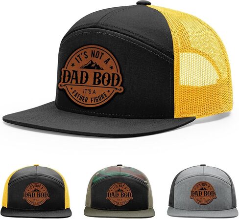 It's Not a Dad Bod It's a Father Figure Hat, 168 Style Trucker Leather Patch Hat for Men & Women, 7 Panel Baseball Cap with Snapback Enclosure in Saudi Arabia