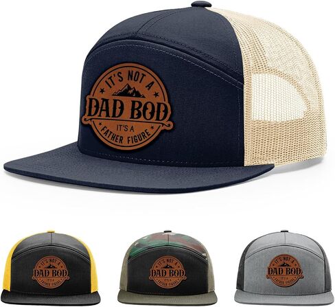 It's Not a Dad Bod It's a Father Figure Hat, 168 Style Trucker Leather Patch Hat for Men & Women, 7 Panel Baseball Cap with Snapback Enclosure in Saudi Arabia