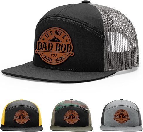It's Not a Dad Bod It's a Father Figure Hat, 168 Style Trucker Leather Patch Hat for Men & Women, 7 Panel Baseball Cap with Snapback Enclosure in Saudi Arabia